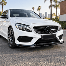 NINTE For 2015-2018 Benz C-Class W205 Sport Front Lip Front Bumper Lip Splitter ABS 3PCS - NINTE