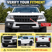 NINTE Front Grill For 2015-2020 Chevy Chevrolet Colorado Upper Grille WT LT Matte Black