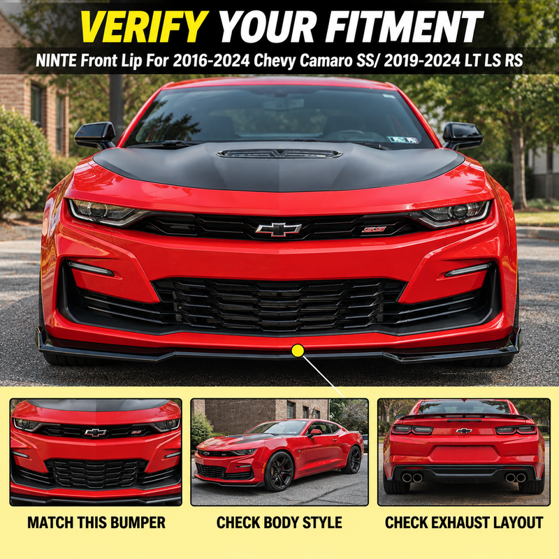 NINTE Front Lip For 2016-2024 Chevy Camaro SS/ 2019-2024 LT LS RS