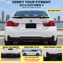 NINTE For 2014-2020 BMW 4 Series F36 430i 435i 440i Gran Coupe 4 Door M4 Style Rear Spoiler Trunk Wing Splitter - NINTE