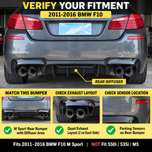 NINTE For 2011-2016 BMW F10 M Sport ABS F90 M5 Rear Diffuser Style NOT Fit 550/535