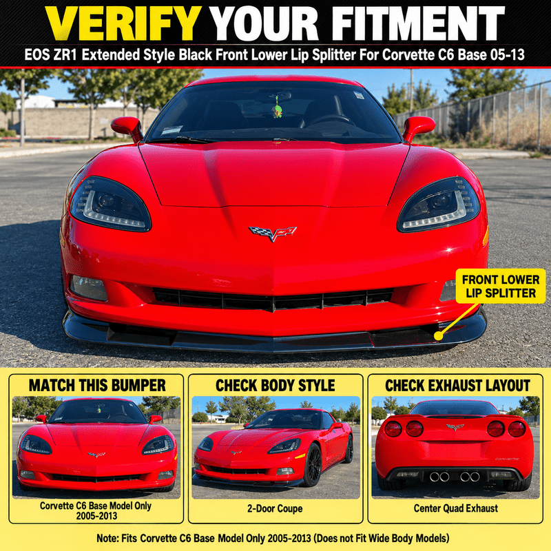 NINTE ZR1-Style Front Bumper Lip Splitter for 2005-2013 Chevrolet Corvette C6 Base – Track-Inspired Aero - NINTE