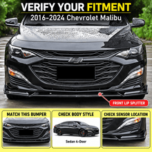 NINTE For 2016-2024 Chevrolet Malibu Front Lip ABS 3PCs Front Bumper Splitters - NINTE