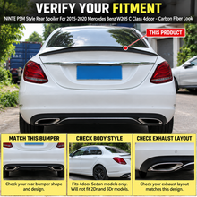 NINTE PSM Style Rear Spoiler For 2015-2020 Mercedes Benz W205 C Class 4door