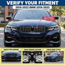 NINTE Front Kidney Diamond Grille Fit for BMW G20 330i M340i 2019-2022 Gloss Black ABS Plastic Direct Replacement - NINTE