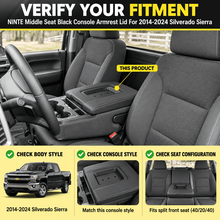 NINTE Middle Seat Black Console Armrest Lid For 2014-2024 Silverado Sierra - NINTE