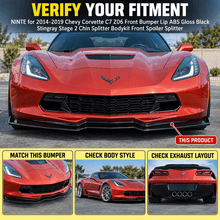 NINTE Front Bumper Lip Splitter For 2014-2019 Chevy Corvette C7 Z06 Stingray Grand Sport Stage 2 Front Lip Front Bumper Chin Splitter - NINTE