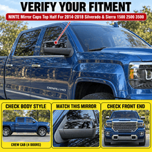 NINTE Mirror Caps Top Half For 2014-2019 Silverado & Sierra 1500 2500 3500 - NINTE