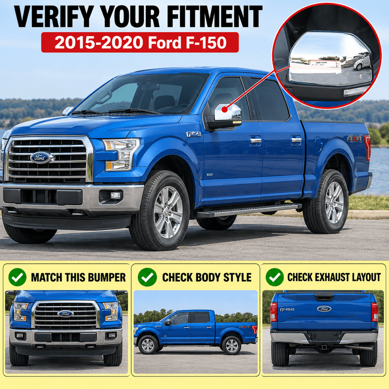 NINTE Mirror Caps for 2015-2020 Ford F-150, Non-Tow Top-Half Covers, 2-Piece - NINTE