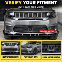 NINTE Front Lip Spoiler For 2014-2021 Jeep Grand Cherokee SRT/2018-2021 Trackhawk Front Bumper Lip Spoiler Splitter Guard Bodykit Glossy Black ABS 3Pcs - NINTE