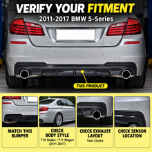 NINTE For 2011-2017 BMW 5-Series F10 F11 535d 535i Rear Diffuser M Sport MP Style Twin Outlet Rear Bumper Lip