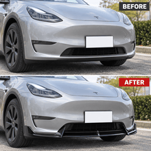 NINTE Front Lip for Tesla Model Y 2020-2024 V Style ABS Painted Gloss Black Bumper Spoiler Splittber Body Kits Guard Front Chin Splitter 3 PCS - NINTE
