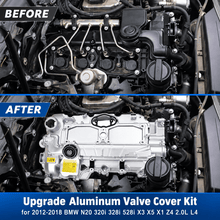 NINTE Upgrade Aluminum Valve Cover Kit for 2012-2018 BMW N20 320i 328i 528i X3 X5 X1 Z4 2.0L L4 Replace 11127588412 - NINTE