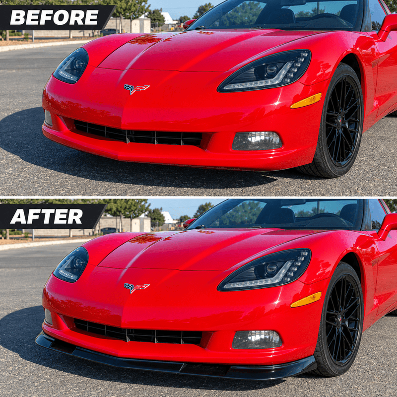 NINTE ZR1-Style Front Bumper Lip Splitter for 2005-2013 Chevrolet Corvette C6 Base – Track-Inspired Aero - NINTE