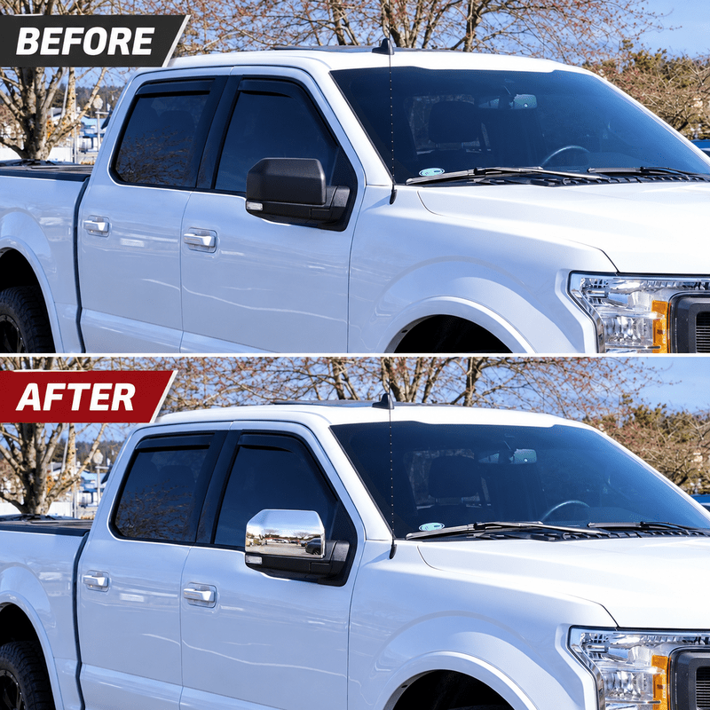 NINTE Mirror Caps for 2015-2020 Ford F-150, Non-Tow Top-Half Covers, 2-Piece - NINTE