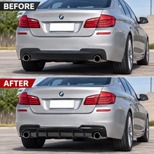 NINTE For 2011-2017 BMW 5-Series F10 F11 535d 535i Rear Diffuser M Sport MP Style Twin Outlet Rear Bumper Lip