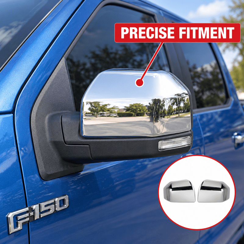 NINTE Mirror Caps for 2015-2020 Ford F-150, Non-Tow Top-Half Covers, 2-Piece - NINTE