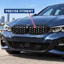 NINTE Front Kidney Diamond Grille Fit for BMW G20 330i M340i 2019-2022 Gloss Black ABS Plastic Direct Replacement - NINTE