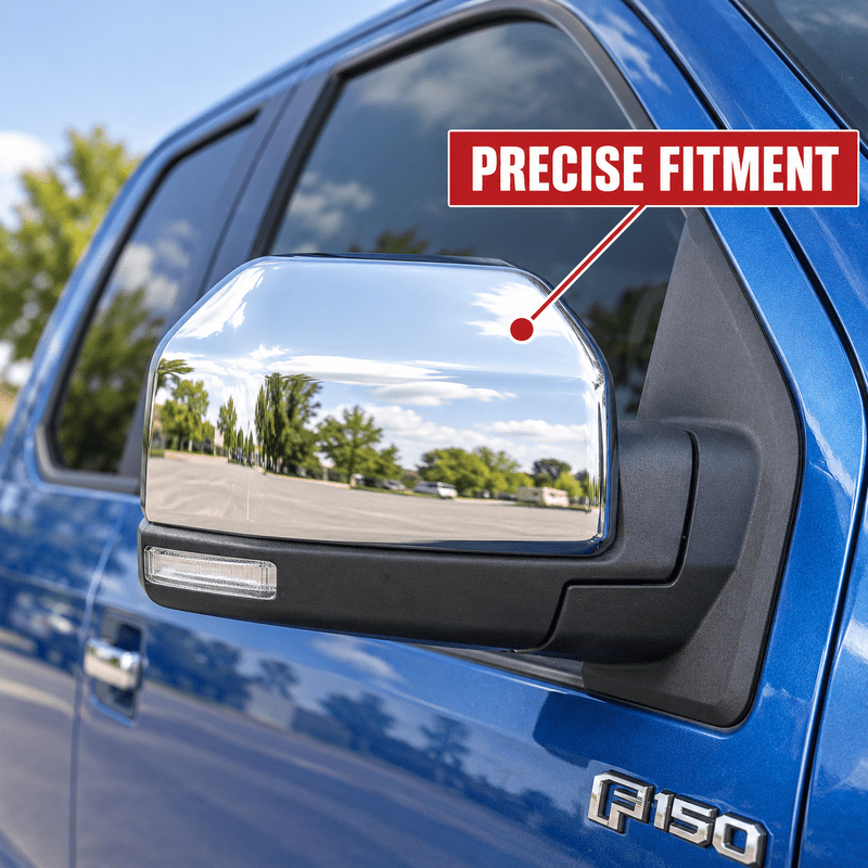 NINTE Mirror Caps for 2015-2020 Ford F-150, Non-Tow Top-Half Covers, 2-Piece - NINTE