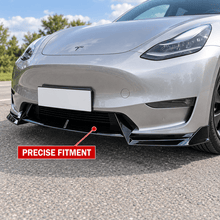 NINTE Front Lip for Tesla Model Y 2020-2024 V Style ABS Painted Gloss Black Bumper Spoiler Splittber Body Kits Guard Front Chin Splitter 3 PCS - NINTE