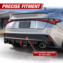 NINTE For Lexus IS300 IS350 2021-2025 JDM Glossy Black Rear Bumper Diffuser W/ Led Light