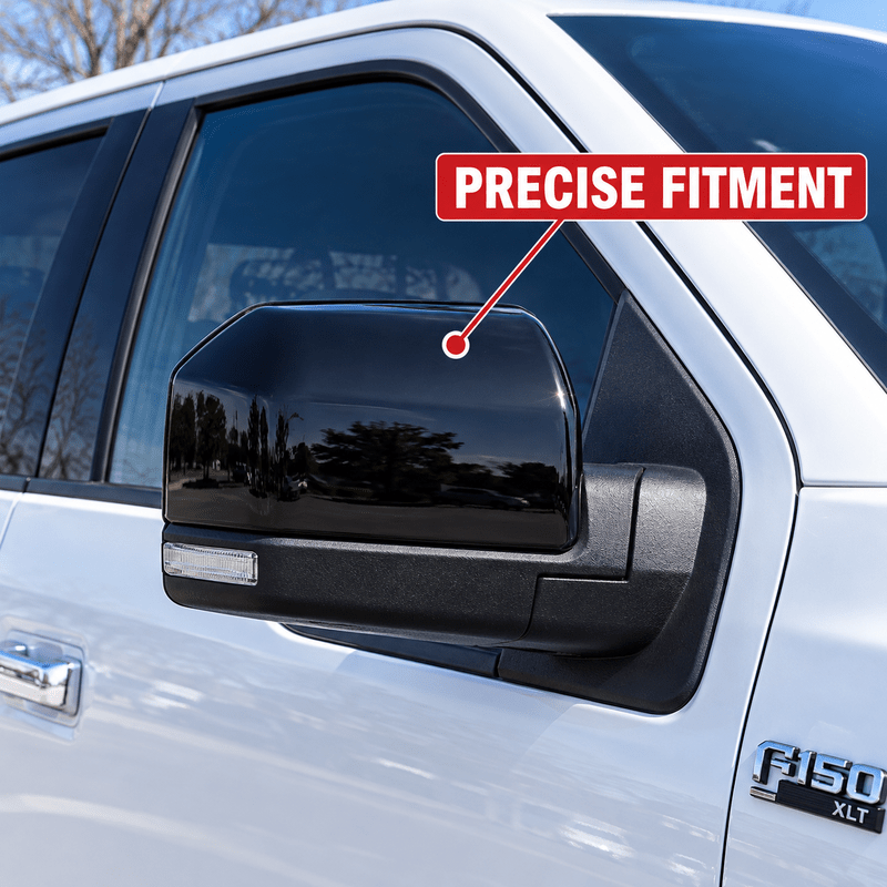 NINTE Mirror Caps for 2015-2020 Ford F-150, Non-Tow Top-Half Covers, 2-Piece - NINTE