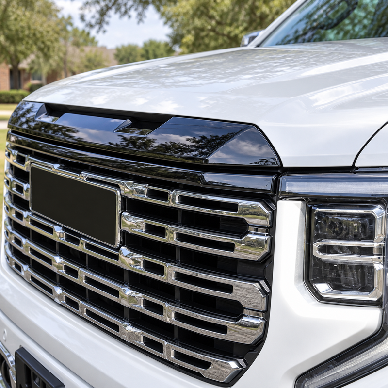Front Grille Upper Top Molding Trim Piece Fit for GMC Sierra 1500 2022-2026 Chrome One Piece Style Without Logo