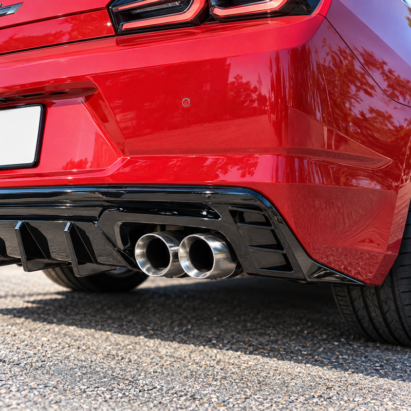NINTE Rear Bumper Diffuser Lip Splitter Fit for 2016-2023 Chevrolet Camaro Painted Gloss Black Quad Exhaust Sport Style Without Logo