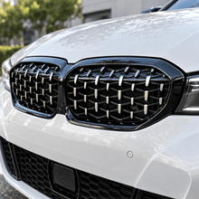 NINTE Front Kidney Diamond Grille Fit for BMW G20 330i M340i 2019-2022 Gloss Black ABS Plastic Direct Replacement - NINTE