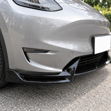 NINTE Front Lip for Tesla Model Y 2020-2024 V Style ABS Painted Gloss Black Bumper Spoiler Splittber Body Kits Guard Front Chin Splitter 3 PCS - NINTE