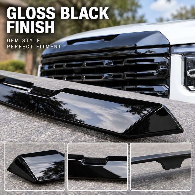Front Grille Upper Top Molding Trim Piece Fit for GMC Sierra 1500 2022-2026 Chrome One Piece Style Without Logo