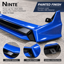 NINTE Front Lip For 2022-2024 Honda Civic Sedan/Hatchback Yofer V3 Style Bumper Spliter Chin - NINTE
