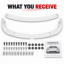NINTE Front Bumper Lip Splitter Kit Fit for Corvette C6 Base Model 2005-2013 Painted Gloss Black ABS Plastic 3-Piece ZR1 Style
