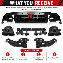 NINTE B Style Rear Diffuser for 2015-2021 Benz W205 C-Class Sedan C63 C63S C43 C43S AMG - NINTE