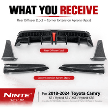NINTE Yofer V2 Rear Diffuser+Corner Extension For 2018-24 Toyota Camry SE XSE - NINTE
