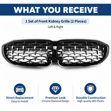 NINTE Front Kidney Diamond Grille Fit for BMW G20 330i M340i 2019-2022 Gloss Black ABS Plastic Direct Replacement - NINTE