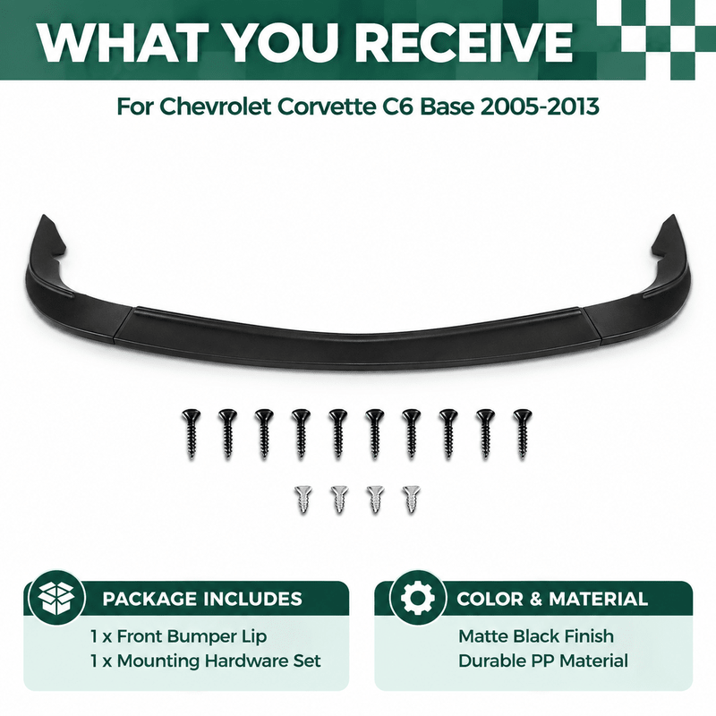 NINTE ZR1-Style Front Bumper Lip Splitter for 2005-2013 Chevrolet Corvette C6 Base – Track-Inspired Aero - NINTE