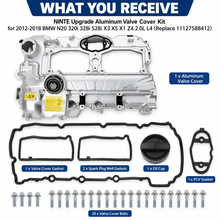 NINTE Upgrade Aluminum Valve Cover Kit for 2012-2018 BMW N20 320i 328i 528i X3 X5 X1 Z4 2.0L L4 Replace 11127588412 - NINTE