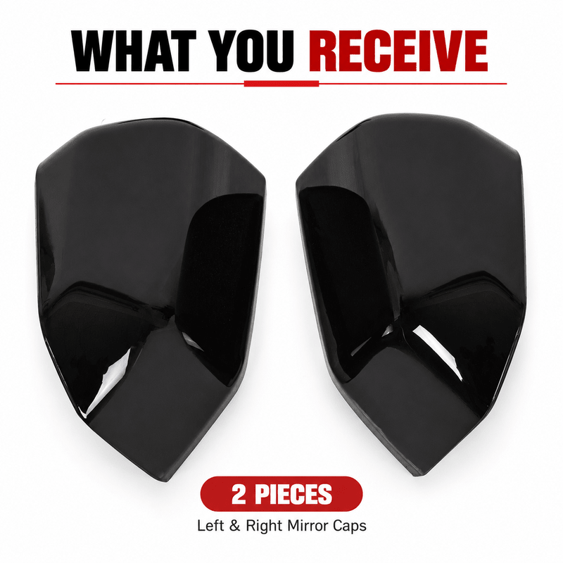 NINTE Mirror Caps for 2015-2020 Ford F-150, Non-Tow Top-Half Covers, 2-Piece - NINTE