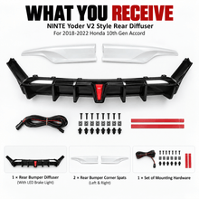 NINTE Yoder V2 Style Rear Diffuser For 2018-2022 Honda 10th Gen Accord - NINTE