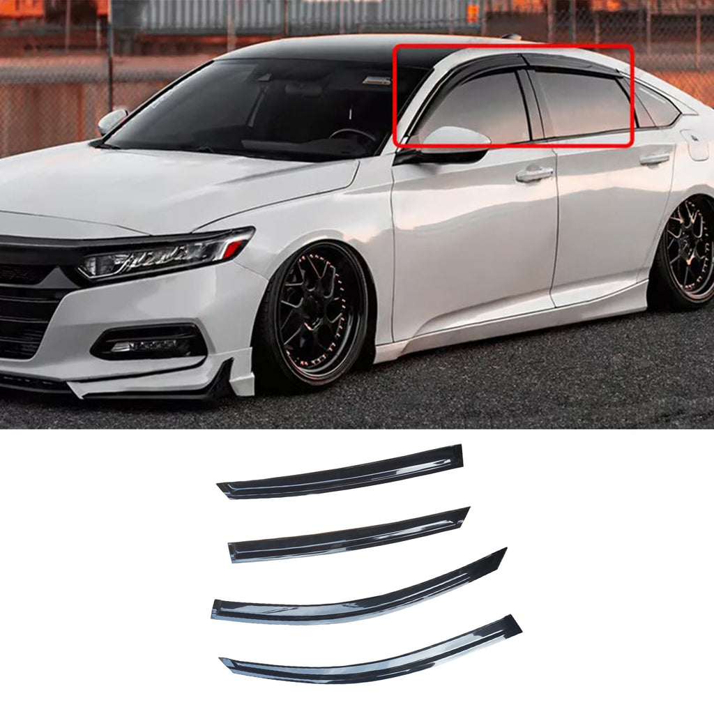 NINTE For 2018-2022 HONDA ACCORD Clip-on Black Trim Window Visor Rain Guard Deflector