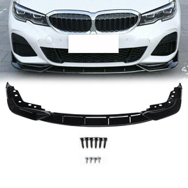 NINTE For 2019 - 2023 BMW 3 Series G20 G28 Front Lip M - Sport ABS Painted Gloss Black Front Splitter Bumper Lip spoiler 3Pcs - NINTE