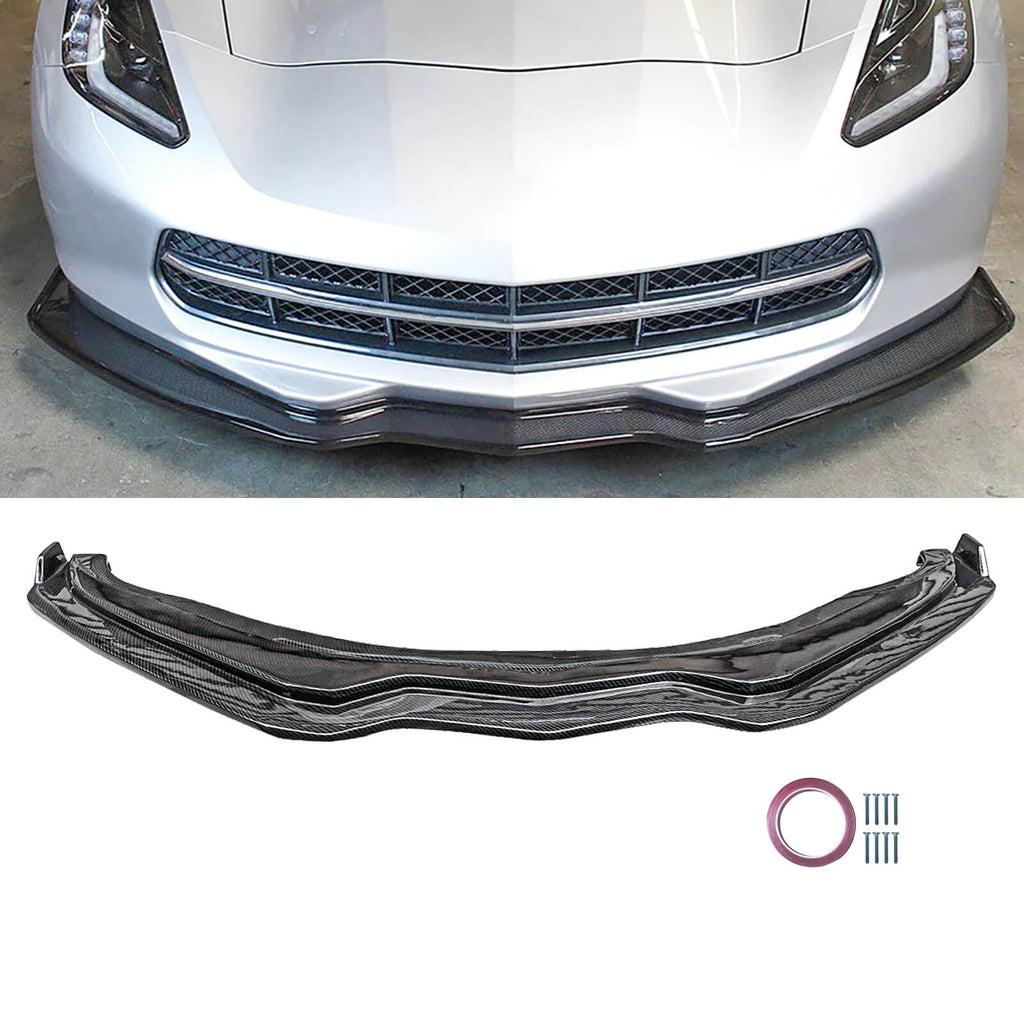 NINTE Front Lip for Chevy Corvette C7 Z06 Stingray Grand Sport Carbon Fiber Look
