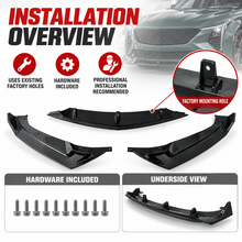 NINTE Front Bumper Lip Splitter Kit Fit for Cadillac CT5-V 2024-2026 Painted Gloss Black 3-Piece Sport Style Without Logo - NINTE