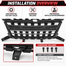 NINTE Front Grill For 2015-2020 Chevy Chevrolet Colorado Upper Grille WT LT Matte Black