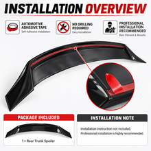 NINTE R-Style Rear Trunk Spoiler Wing for 2014-2020 Audi A3/S3/RS3 Quattro – Sculpted Sport Profile - NINTE