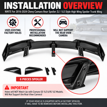NINTE For 2016-2024 Chevy Camaro Rear Spoiler ZL1 1LE Style High Wing Spoiler Trunk Wing