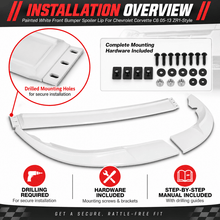 NINTE Front Bumper Lip Splitter Kit Fit for Corvette C6 Base Model 2005-2013 Painted Gloss Black ABS Plastic 3-Piece ZR1 Style