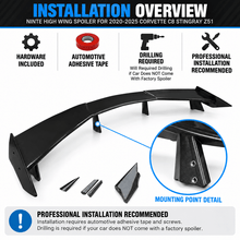 NINTE For 2020-2025 Corvette C8 Stingray Z51 High Wing Spoiler High Rise Rear Wing Spoiler - NINTE