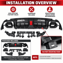 NINTE B Style Rear Diffuser for 2015-2021 Benz W205 C-Class Sedan C63 C63S C43 C43S AMG - NINTE